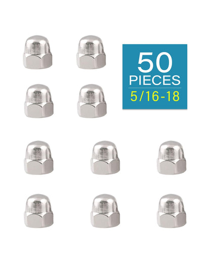 5/16-18 Acorn Nuts - IMScrews 304 Stainless Steel Acorn Nuts - Durable, Rust-Resistant Fasteners for Various Applications Pack of 50 - image 2