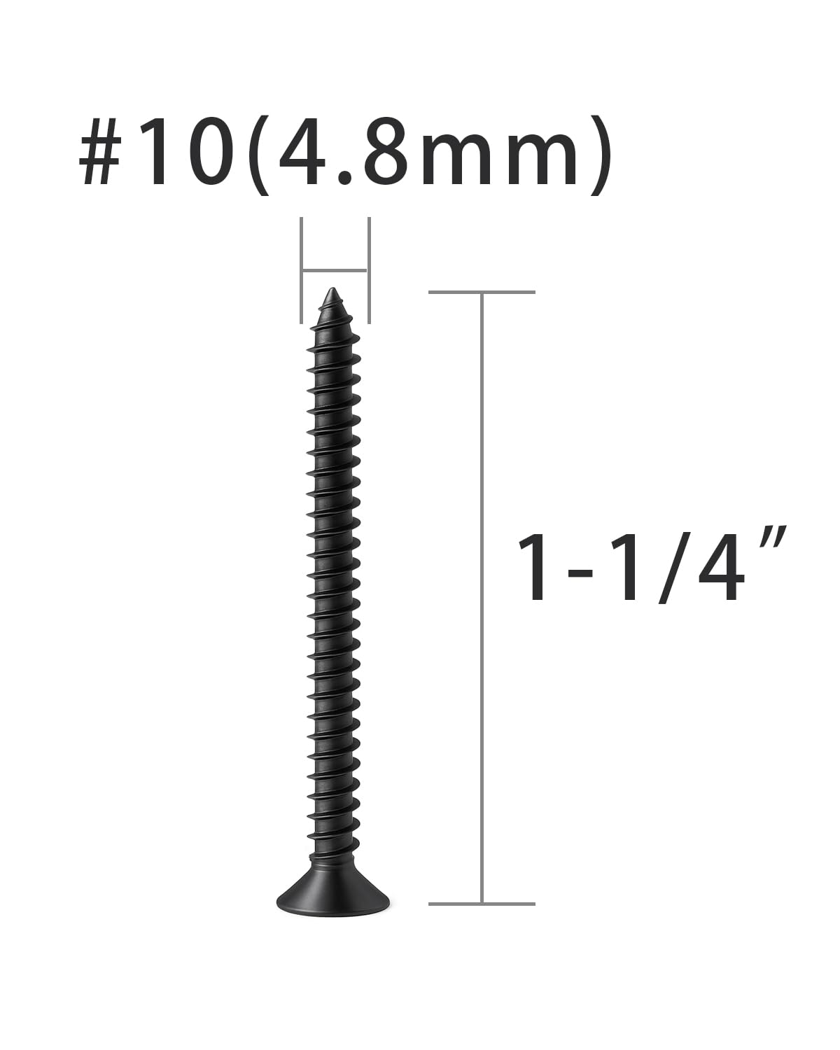 IMSCREWS #10 x 1-1/4" Self-Tapping,304 Stainless Steel Black Flat Head Phillips Wood Screws,Pack of 25 ¡ª Anti-Rust, Sharp Point, Black Coated Finish for Wood, Metal & Plastic - image 2
