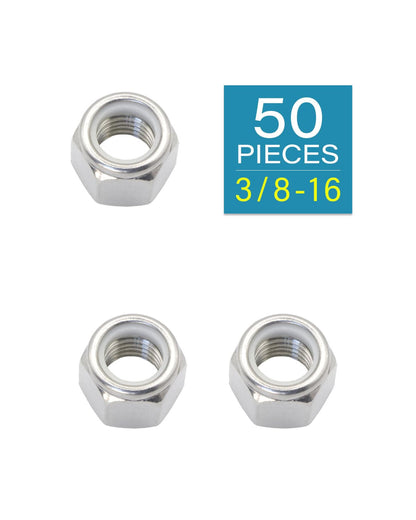3/8-16 Locknuts - IMScrews 304 Stainless Steel Hardware Locknuts - Durable and Rust-Resistant Fasteners for Home Repairs and Professional Projects Pack of 50 - image 2