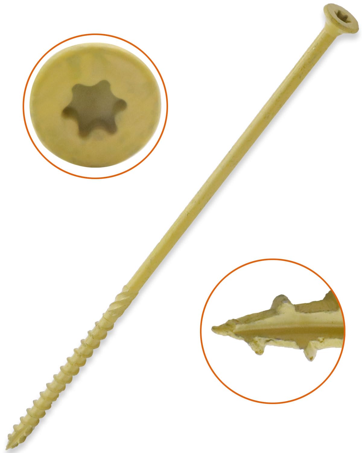 IMScrews #14 x 8" Long Wood Deck Screws - Carbon Steel, Rust Resistant, Outdoor Decking Screws, 175 Pack - image 4
