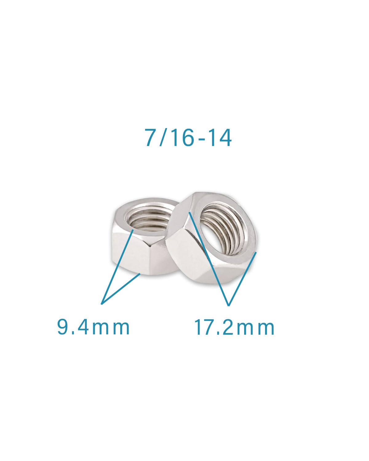 7/16-14 Hex Nuts - IMScrews 304 Stainless Steel Hardware Hex Nuts - Durable and Rust-Resistant Fasteners for Home Repairs and Professional Projects Pack of 20 - image 3