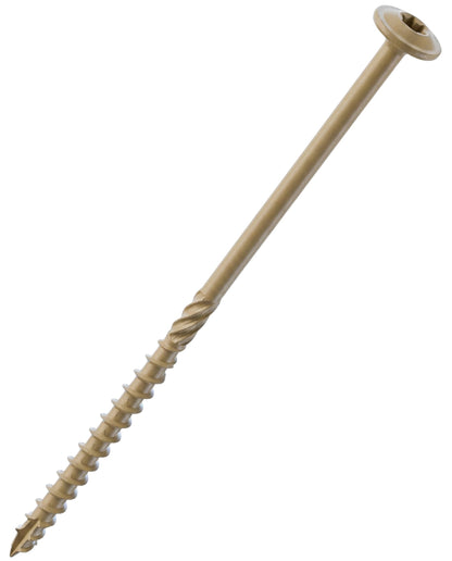 IMSCREWS #14 x 6 Inch Tan Wood Deck Screws 25 PCS - T30 Star Drive Structural Timber Screws with Large Washer Head - Epoxy Coated Exterior Fasteners for Log Homes and Landscaping