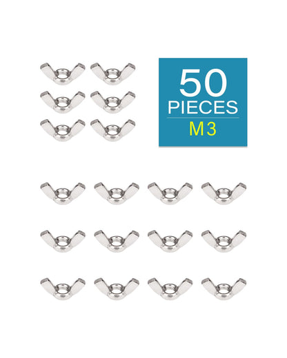 M3-0.5 Wing Nuts - IMScrews 304 Stainless Steel Wing Nuts - Durable Hardware for Home Maintenance and Professional Engineering Pack of 50 - image 2