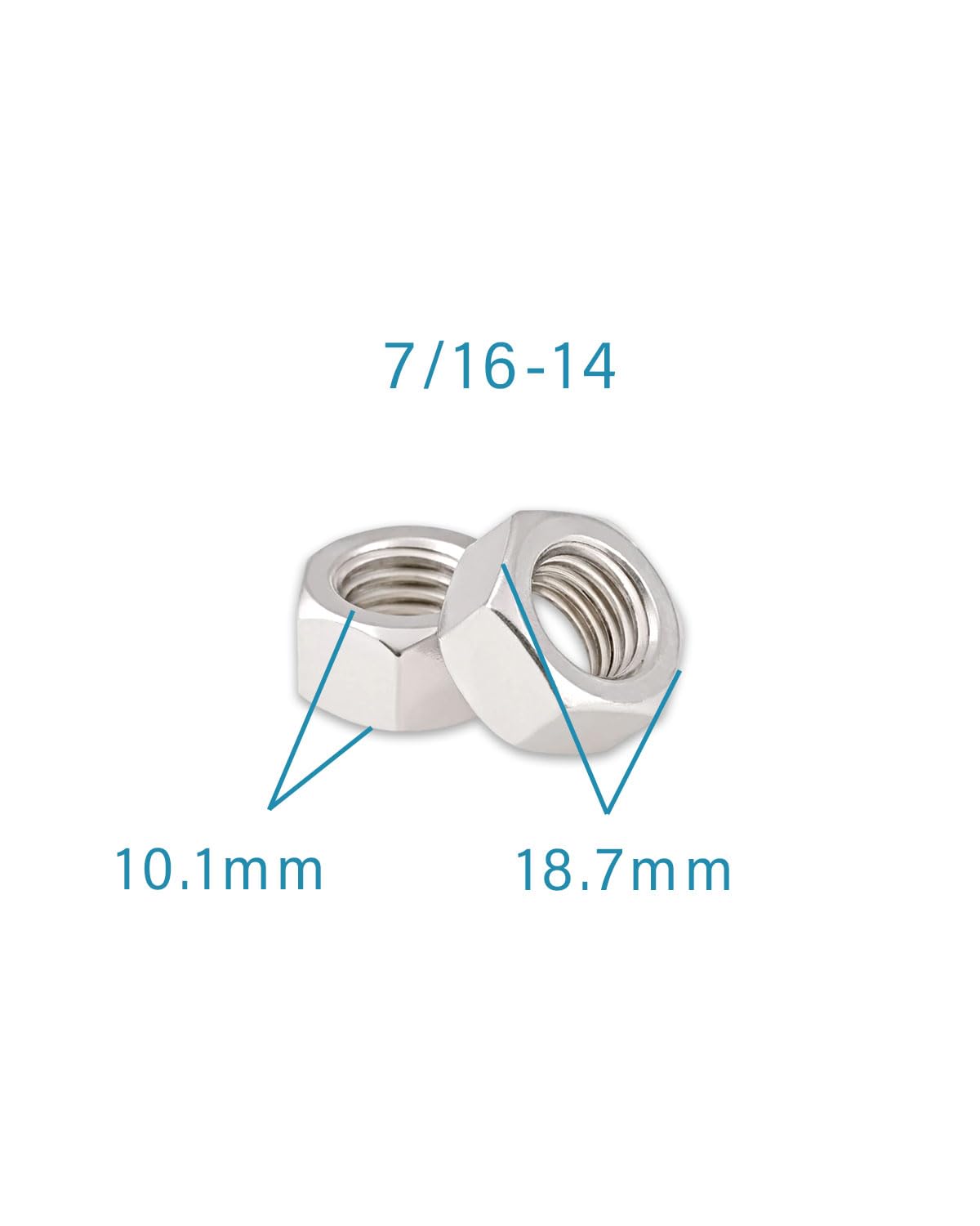 7/16-14 Hex Nuts - IMScrews Premium 304 Stainless Steel Hex Nuts - Versatile Fasteners for Household and Professional Projects Pack of 5 - image 3