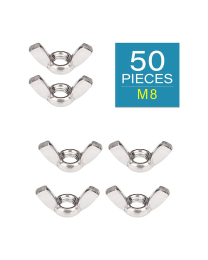 M8-1.25 Wing Nuts - IMScrews 304 Stainless Steel Wing Nuts - Durable Hardware for Home Maintenance and Professional Engineering Pack of 50 - image 2
