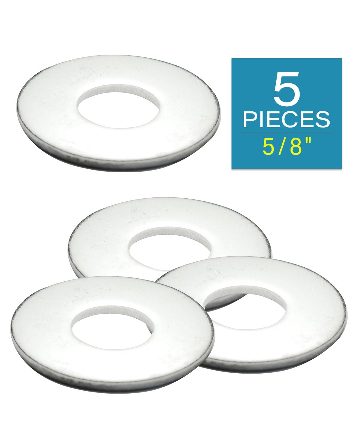 IMScrews 304 Stainless Steel Flat Washers 5/8" ID,  1-3/4" OD, 0.115 Thickness USS Large Washers (Pack of 5) - Durable, Rust-Resistant, Heavy Duty, Essential Hardware for Construction & DIY Projects - image 2