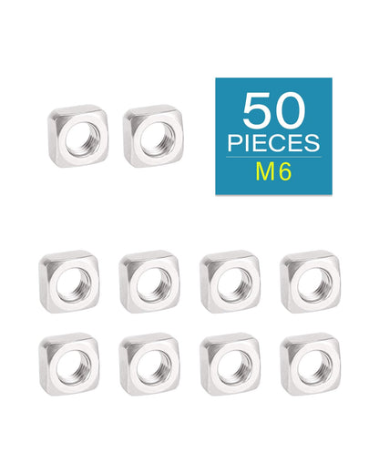 M6-1.0 Square Nuts - IMScrews 304 Stainless Steel Square Nuts - Durable Fasteners for Home Repairs and Professional Engineering Pack of 50 - image 2