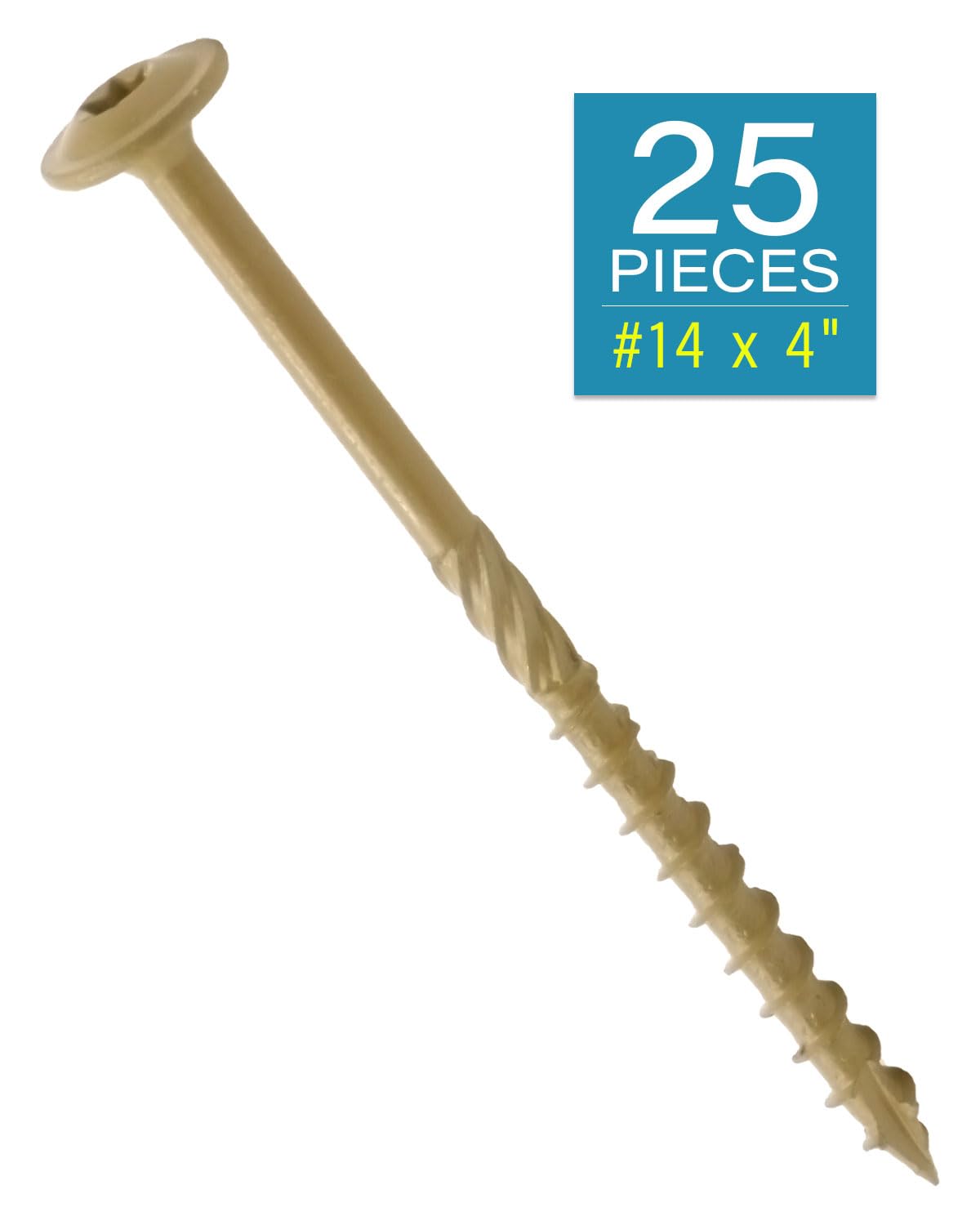 #14 x 4" Tan IMScrews Wood Deck Screws - T30 Star Drive with Large Washer Head - Rust-Resistant Outdoor Deck Screws for Timber, Log, and Landscaping Wood Projects Pack of 25 - image 2