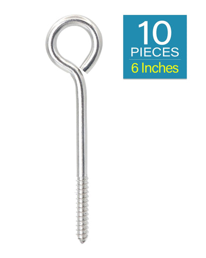 IMSCREWS 10 Pcs Screw Eyes, 6 Inch 304 Stainless Steel Self Tapping Eye Screws, Heavy Duty Bolts for Wood, Secure Cables and Hammock Stands, Suitable for Indoor & Outdoor Use - image 2