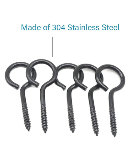 IMSCREWS 2-1/2 Inch Black Eye Hooks (20 Pack), 304 Stainless Steel Screw Eyes, Heavy Duty Rust Resistant Eye Screws for Outdoor Wood, String Lights, Wire Anchoring, Lag Thread Eye Bolts - image 3