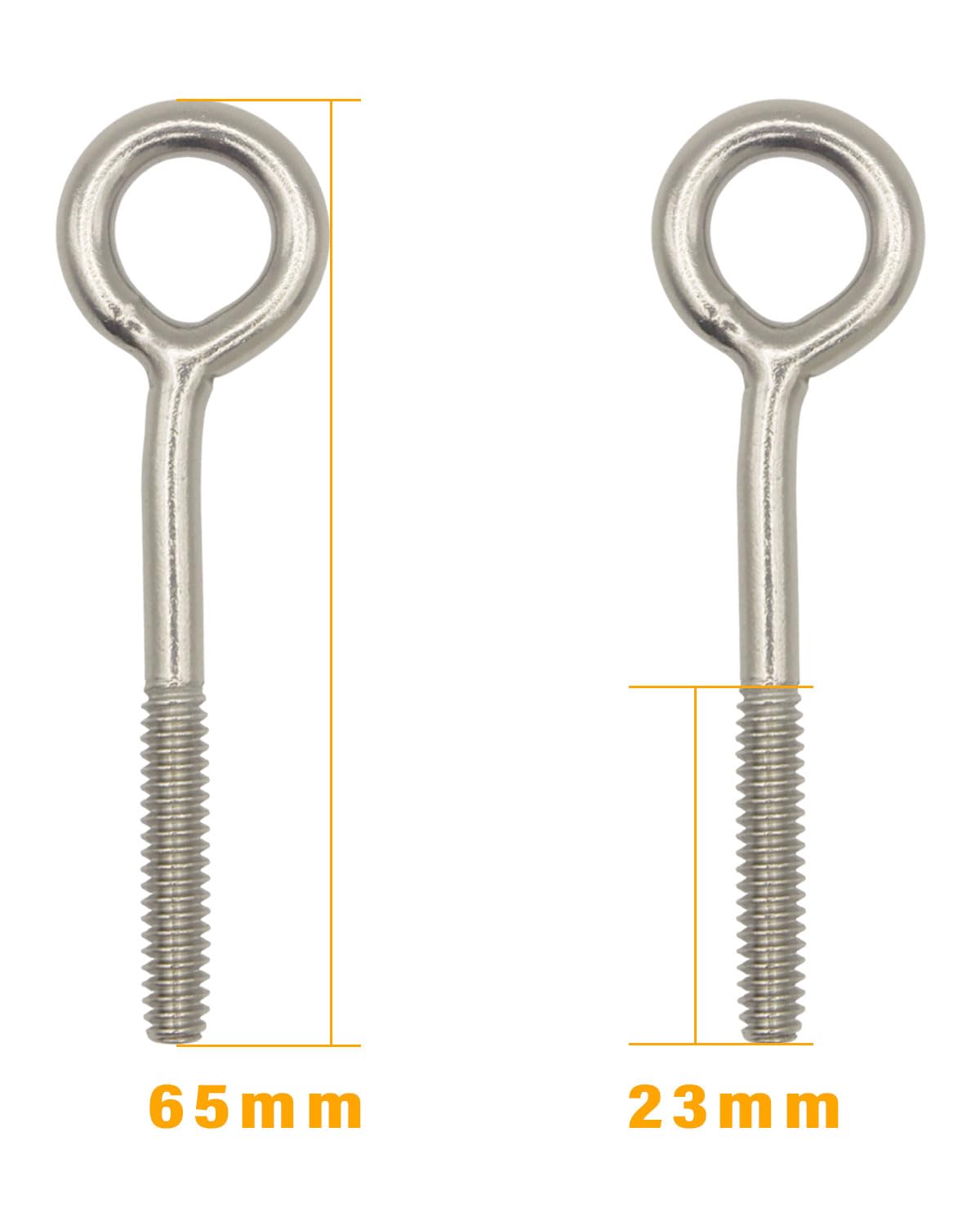 304 Stainless Steel Eye Bolts #10-24, 4.0x18x65mm, Pack of 50 ¨C Heavy Duty, Rust-Resistant, for Industrial, Marine, and Outdoor Applications by IMSCREWS - image 2