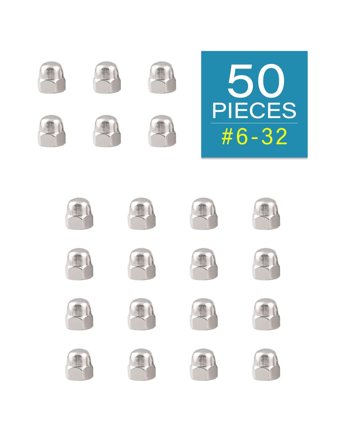 #6-32 Acorn Nuts - IMScrews 304 Stainless Steel Acorn Nuts - Durable, Rust-Resistant Fasteners for Various Applications Pack of 50 - image 2