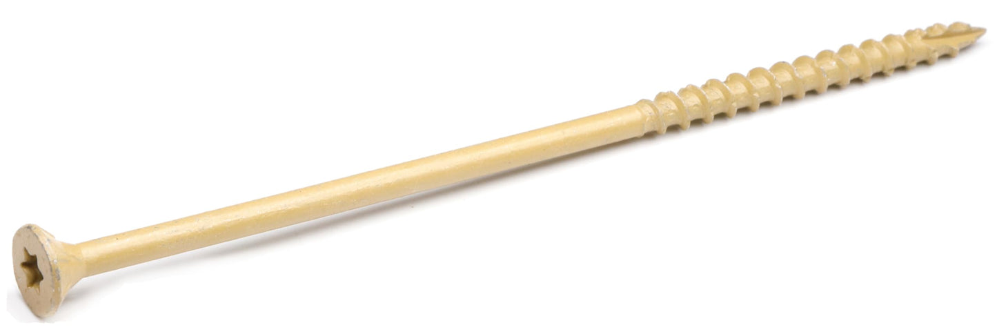 IMScrews 6 Inch Exterior Deck Screws, #10 x 6 Inch Torx (Star) Drive Long Flat Head Wood Screws for Outdoor Timber, Logs, and Landscaping Wood - Rust-Resistant Decking Screws - Tan, Pack of 25