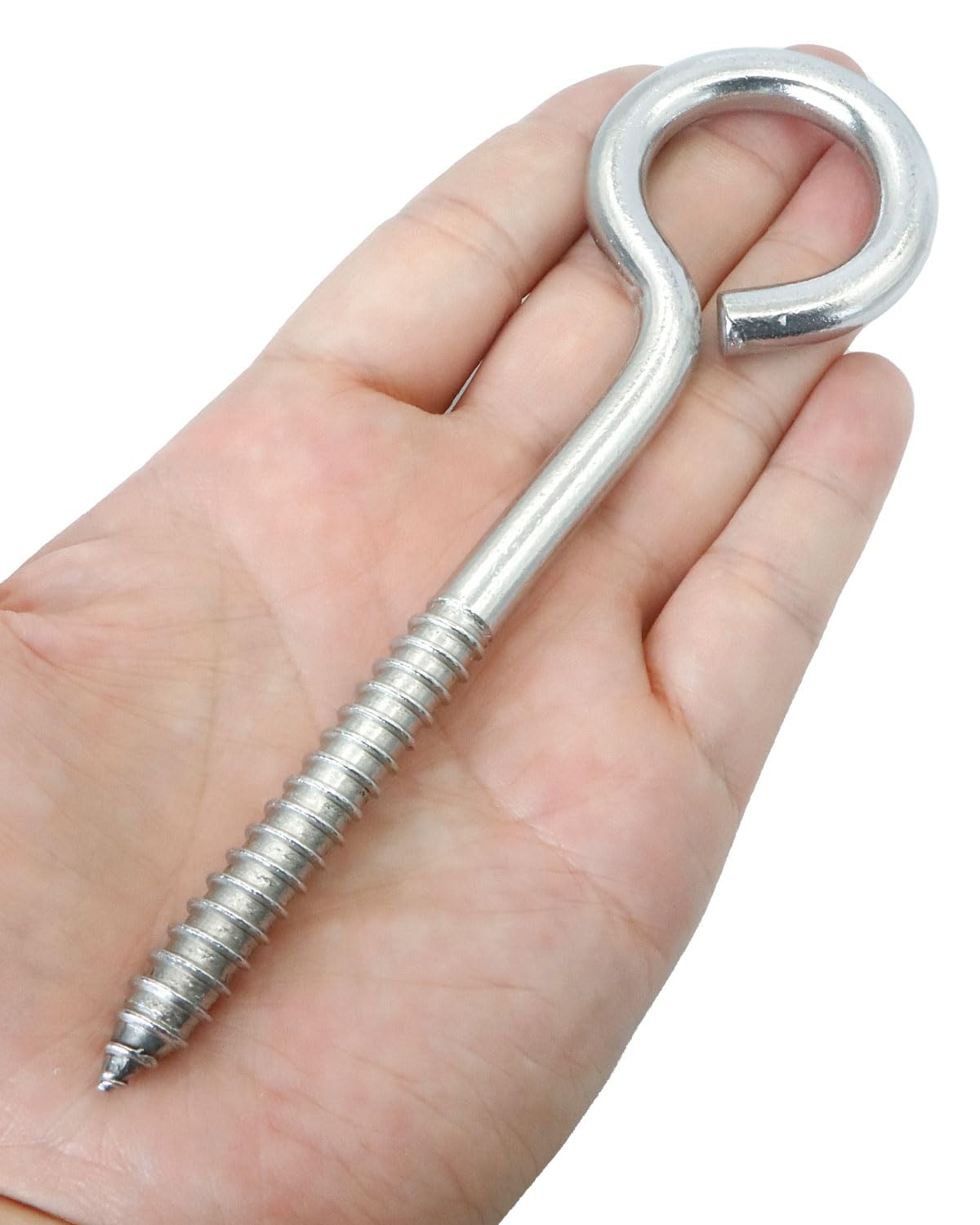 IMSCREWS 5 Pcs 6 Inch Heavy Duty Screw Eyes, 304 Stainless Steel Eye Hooks, Long Self Tapping Eye Bolts for Wood, Cables, Hammock Stands, Bird Feeders, Indoor & Outdoor Use - image 4