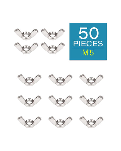 M5-0.8 Wing Nuts - IMScrews 304 Stainless Steel Wing Nuts - Durable Hardware for Home Maintenance and Professional Engineering Pack of 50 - image 2