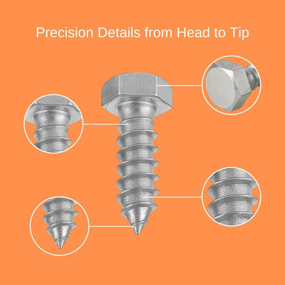 IMSCREWS 1/2" x 1-1/2" Hex Head Lag Screws, 304 Stainless Steel, Fully Threaded Heavy Duty Wood Screws for Post Bases & Brackets, 10 PCS - image 2