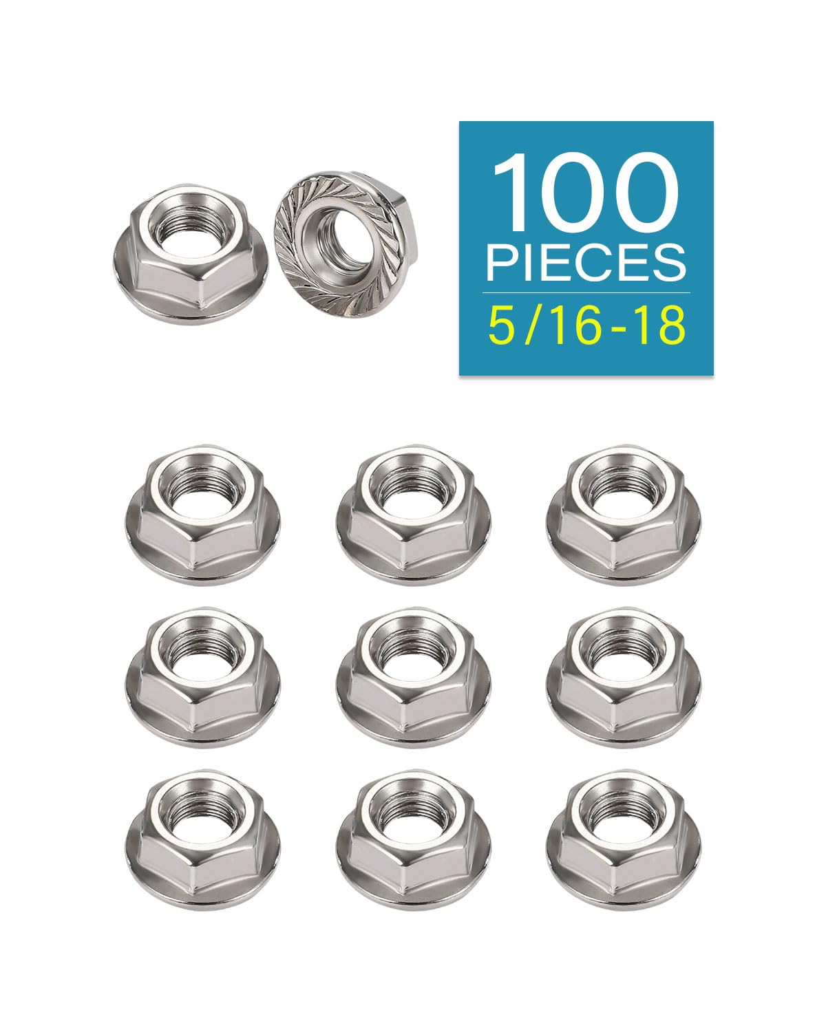 5/16-18 Flange Nuts - IMScrews 304 Stainless Steel Flange Nuts - Resilient Fasteners for Home Maintenance and Professional Projects Pack of 100 - image 2