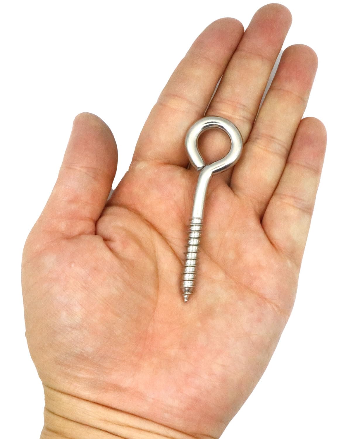 IMSCREWS 5-Pack 2.8 Inch 304 Stainless Steel Eye Screws ¨C Heavy Duty Closed Eye Hooks with 22.5mm Ring, 5.2mm Wire Diameter, Self-Tapping for Indoor & Outdoor Hanging, Rust Resistant - image 4