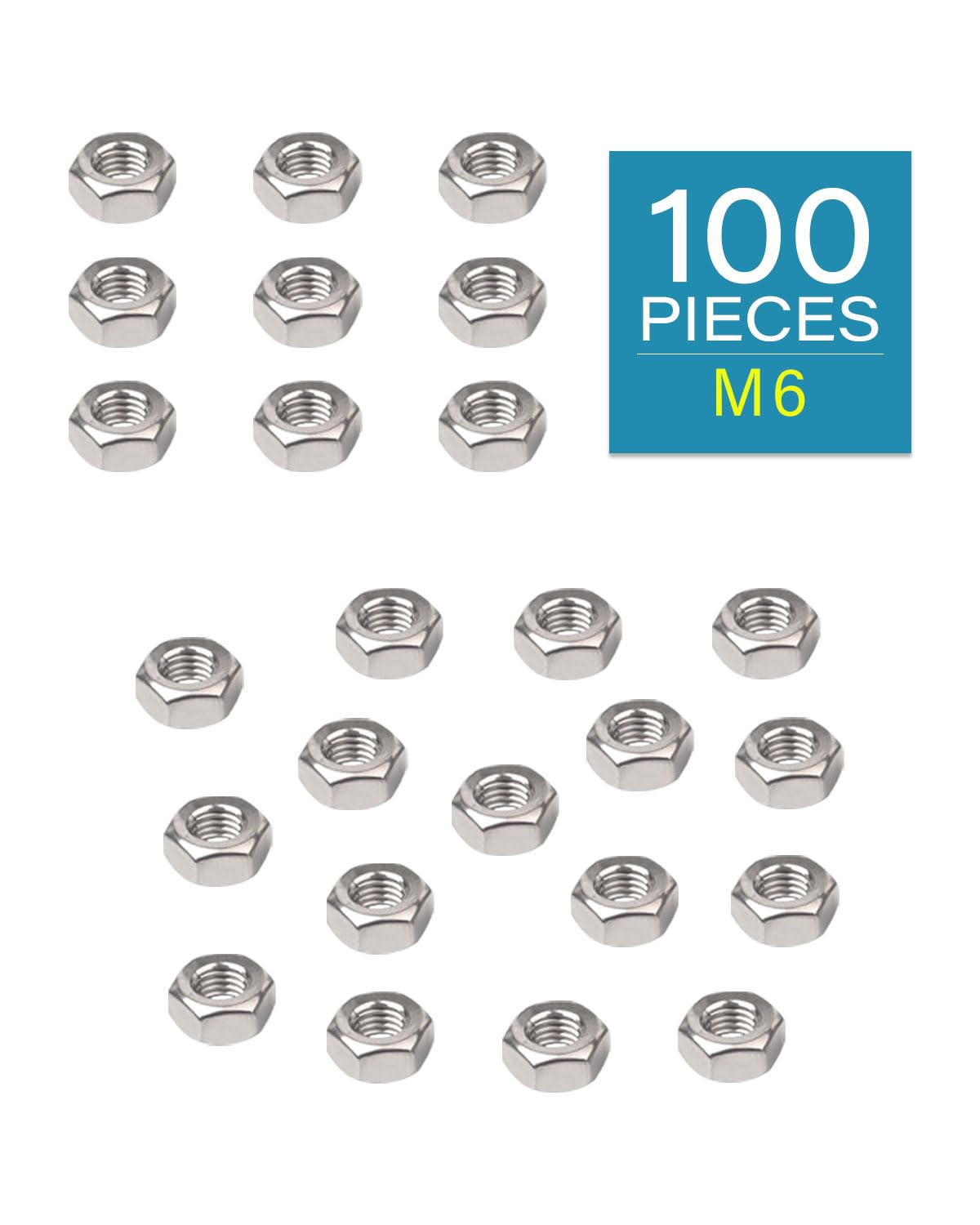 M6-1.0 Hex Nuts - IMScrews 304 Stainless Steel Hex Nuts - Durable, Rust-Resistant Fasteners for Home Repair and Professional Projects Pack of 100 - image 2