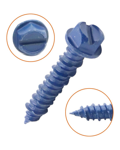 IMScrews 1/4" x 1-1/4" Masonry Anchor Screws, Short Hex Slotted Concrete Bolts, Blue Rust Resistant, 50 Pack for Contractors & Large Projects - image 4