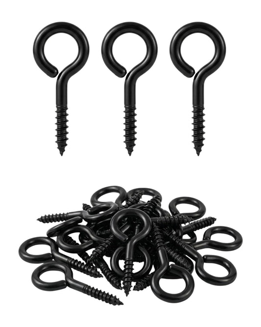 IMSCREWS #10 x 1-3/4 Inch Screw Eyes, 50 Pcs, 304 Stainless Steel with Semi-Gloss Black Electrophoretic Finish, Eye Hooks for Indoor & Outdoor Decorative Hanging
