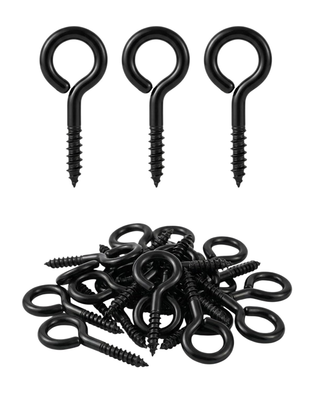 IMSCREWS #10 x 1-3/4 Inch Screw Eyes, 20 Pcs, 304 Stainless Steel with Semi-Gloss Black Electrophoretic Finish, Eye Hooks for Indoor & Outdoor Decorative Hanging