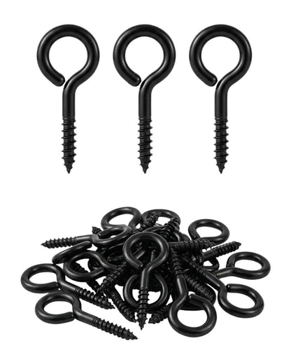 IMSCREWS #10 x 1-3/4 Inch Screw Eyes, 20 Pcs, 304 Stainless Steel with Semi-Gloss Black Electrophoretic Finish, Eye Hooks for Indoor & Outdoor Decorative Hanging