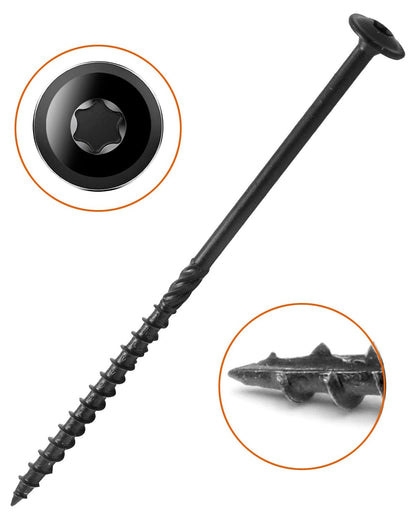 6 Inch Heavy-Duty Outdoor Deck Screws, 100Pcs Star Drive Wood Screws with Large Washer Head, Rust Resistant Screws for Timber, Log, and Landscaping Wood (#14 x 6 Black by IMSCREWS) - image 4