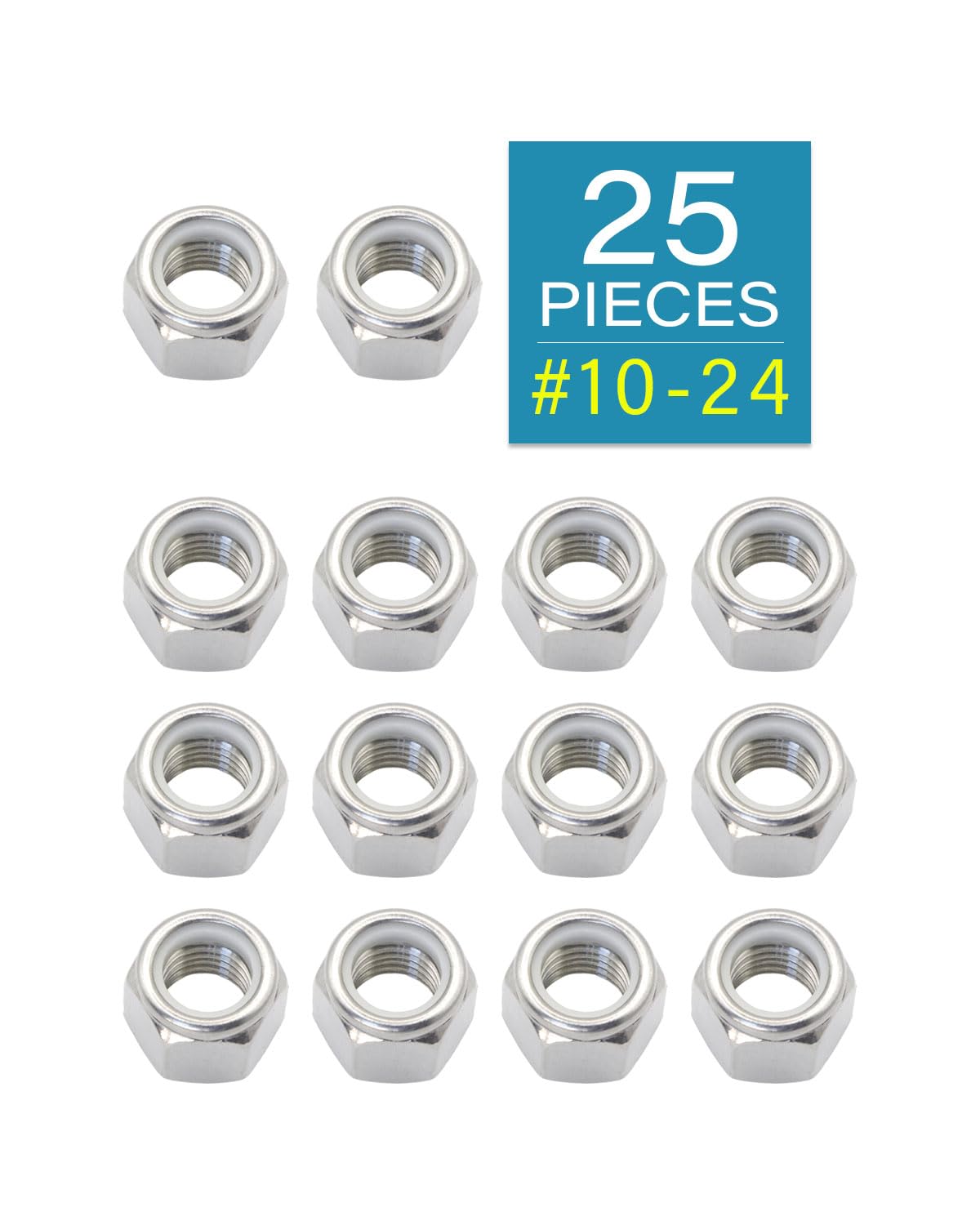 #10-24 Locknuts - IMScrews 304 Stainless Steel Hardware Locknuts - Durable and Rust-Resistant Fasteners for Home Repairs and Professional Projects Pack of 25 - image 2