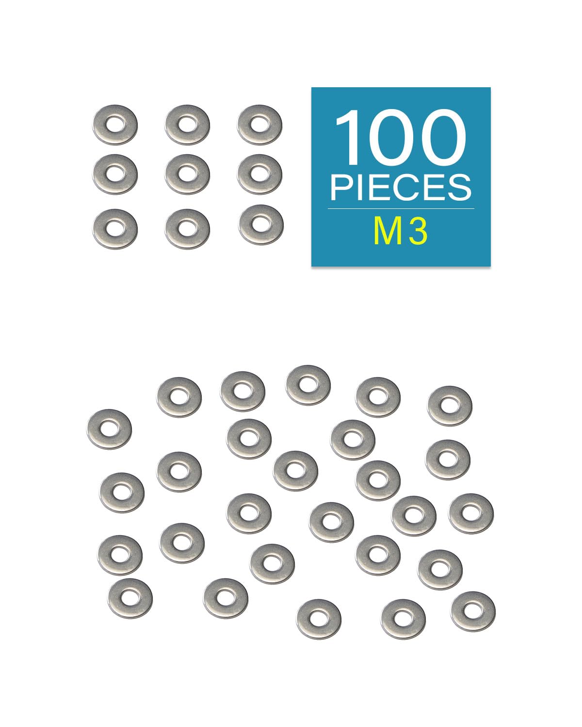 IMScrews M3 304 Stainless Steel Flat Washers for Bolts and Screws - Pack of 100 - Durable Hardware Essentials - image 2