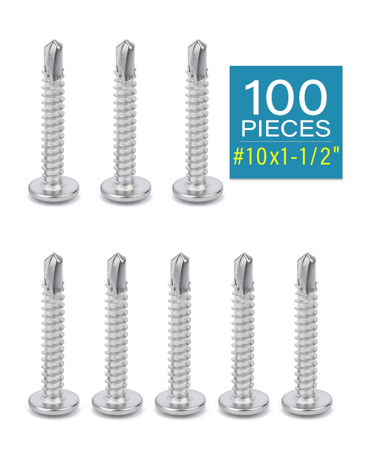 IMScrews Truss Washer Head Self Tapping Screws, 410 Stainless Steel #10 x 1-1/2" Sheet Metal Screws, Pack of 100 - image 2