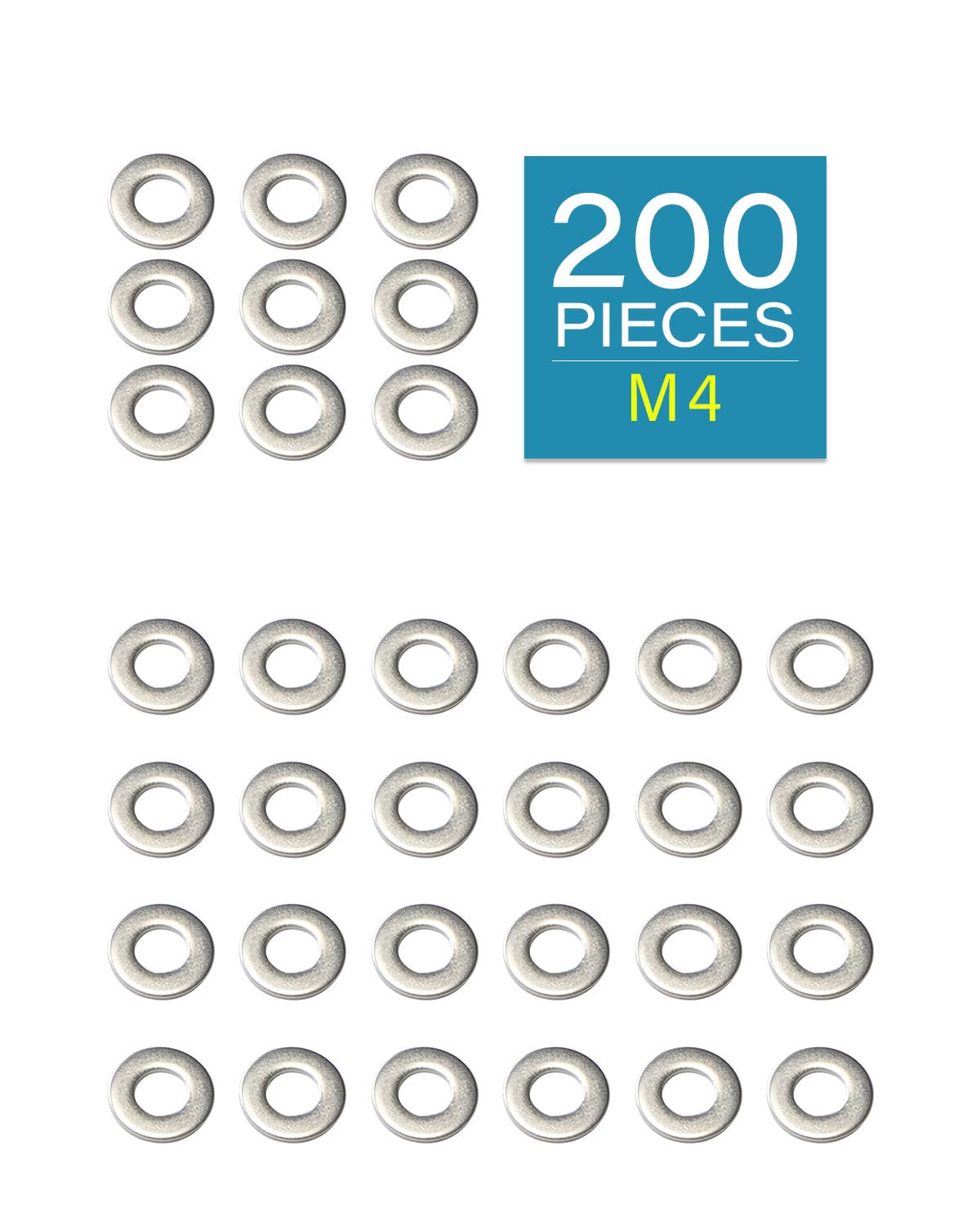 IMScrews M4 304 Stainless Steel Flat Washers for Bolts and Screws - Pack of 200 - Durable Hardware Essentials - image 2