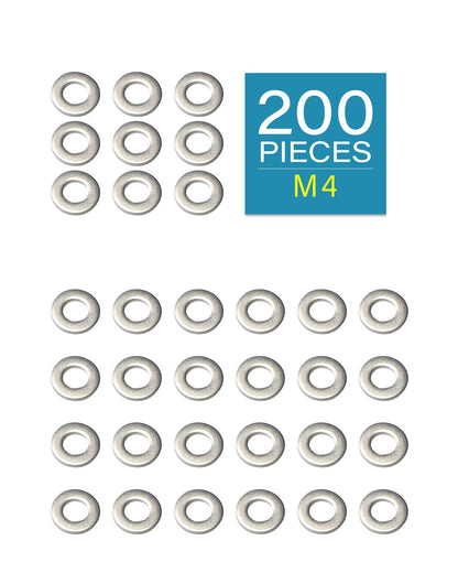 IMScrews M4 304 Stainless Steel Flat Washers for Bolts and Screws - Pack of 200 - Durable Hardware Essentials - image 2
