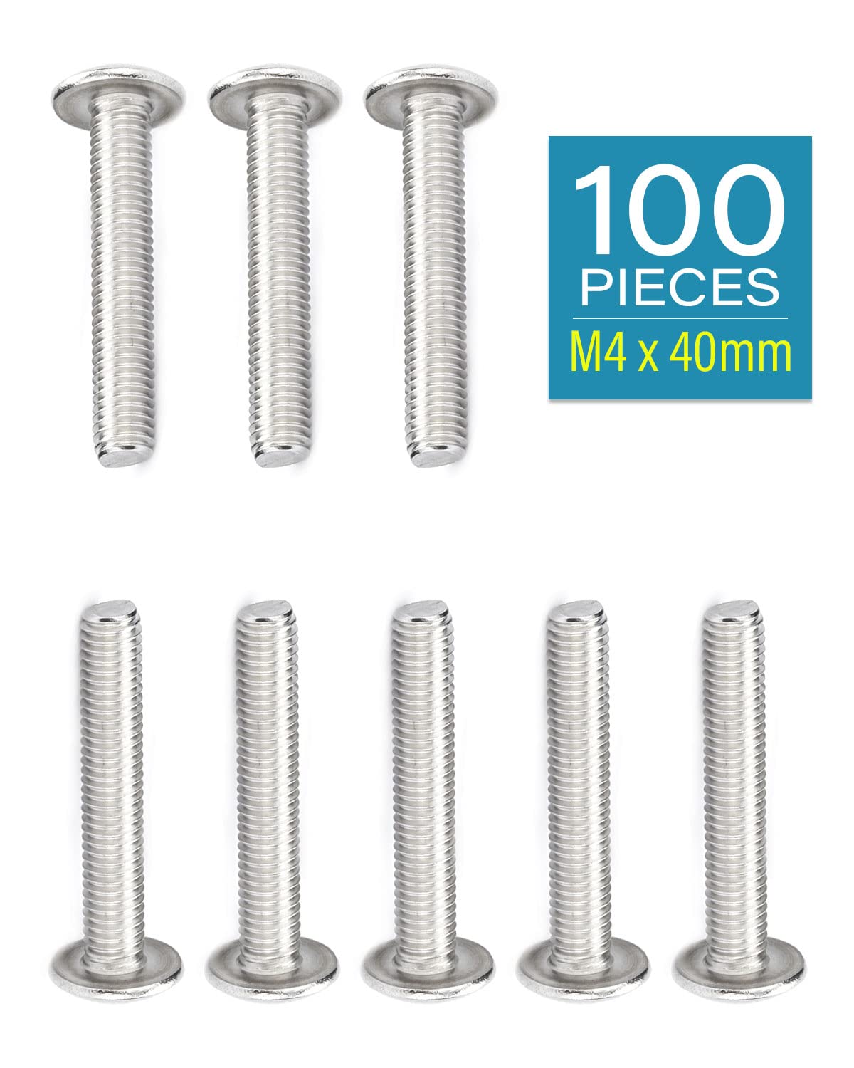 IMScrews M4-0.7 x 40mm Phillips Truss Head Bolts Screws, 304 Stainless Steel Machine Screws Pack of 100 - image 2