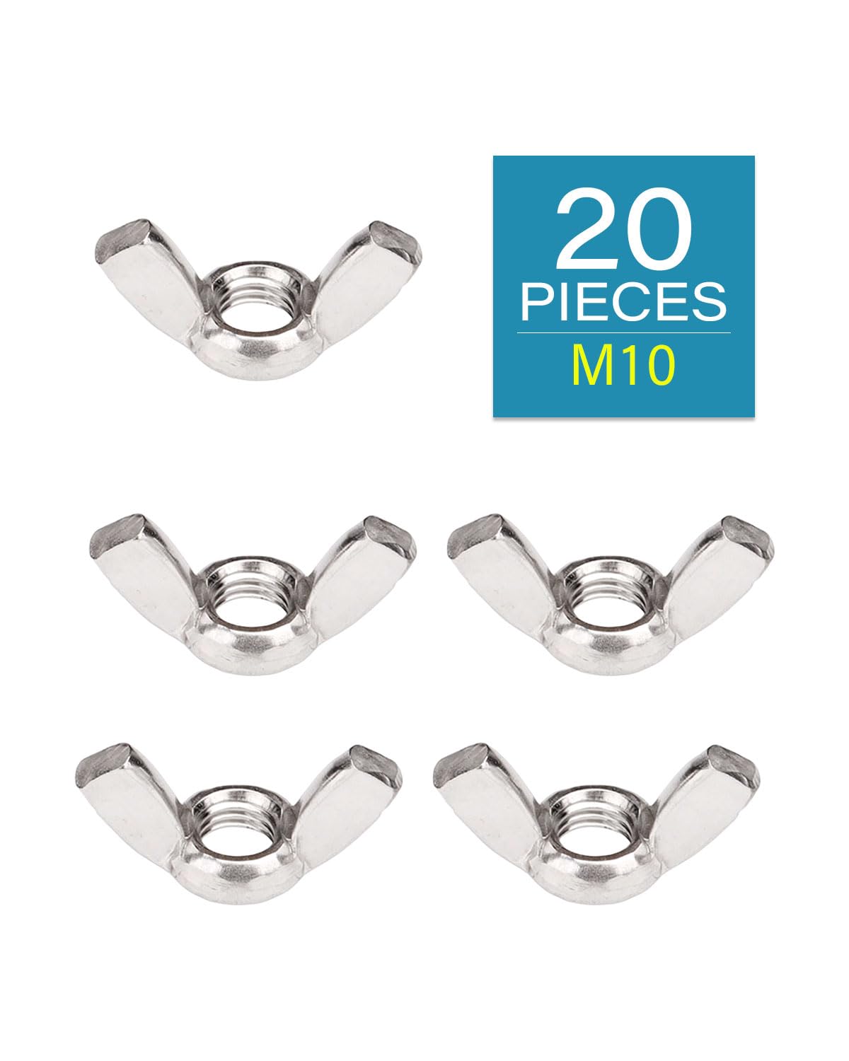 M10-1.5 Wing Nuts - IMScrews 304 Stainless Steel Wing Nuts - Durable Hardware for Home Maintenance and Professional Engineering Pack of 20 - image 2