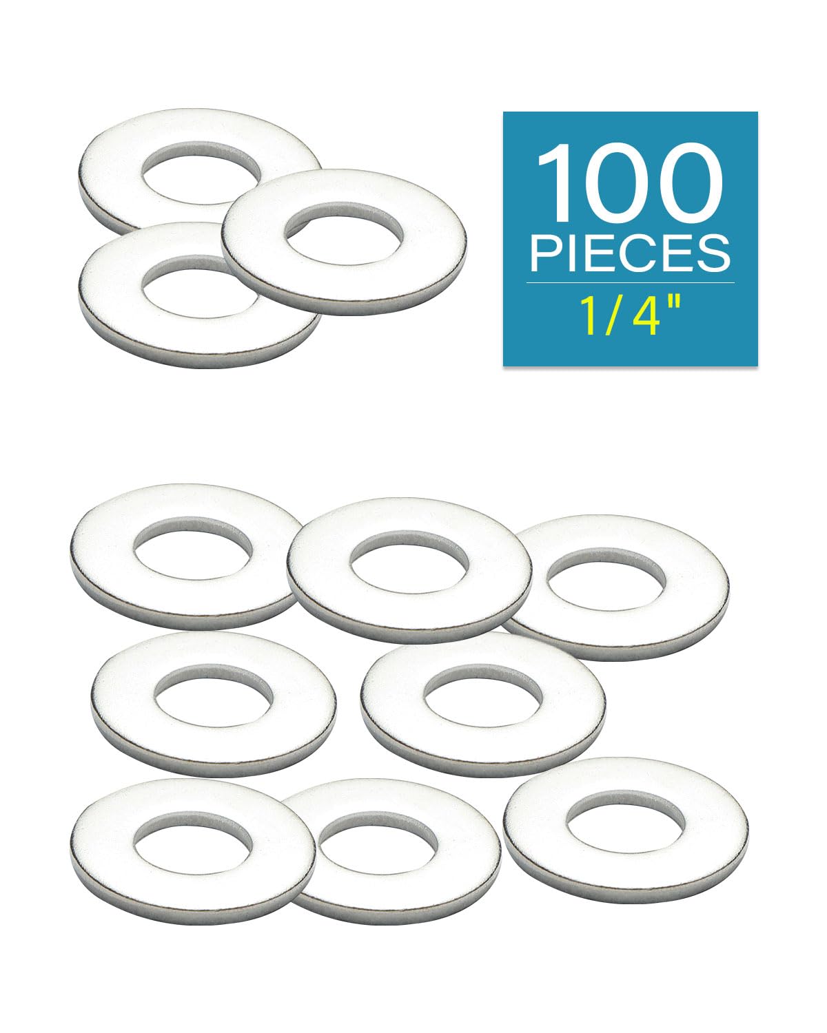 IMScrews 18-8 (304) Stainless Steel Flat Washers - 1/4" ID, 5/8" OD, 0.057" Thickness - Metal Washers for Bolts - 100 Bulk Pack - Select Your Size - image 2