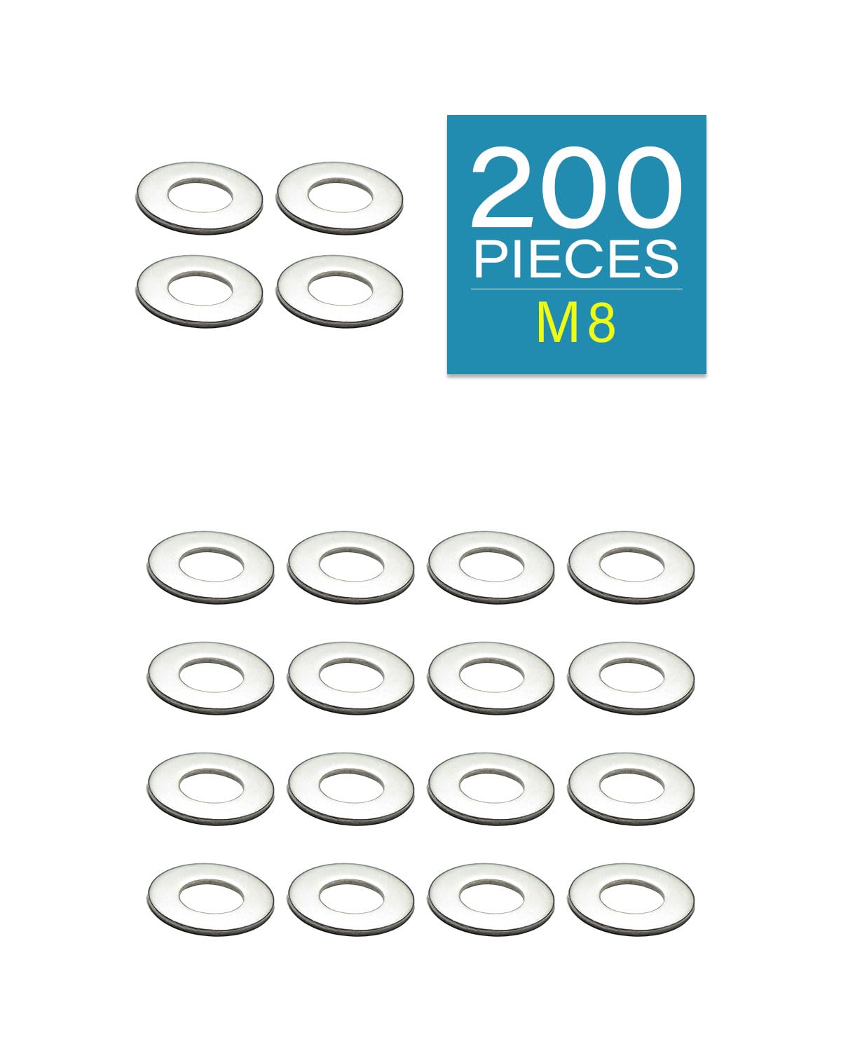 IMScrews M8 304 Stainless Steel Flat Washers for Bolts and Screws - Pack of 200 - Durable Hardware Essentials - image 2