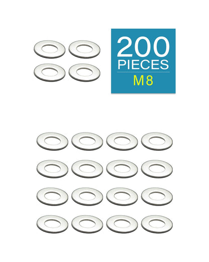IMScrews M8 304 Stainless Steel Flat Washers for Bolts and Screws - Pack of 200 - Durable Hardware Essentials - image 2