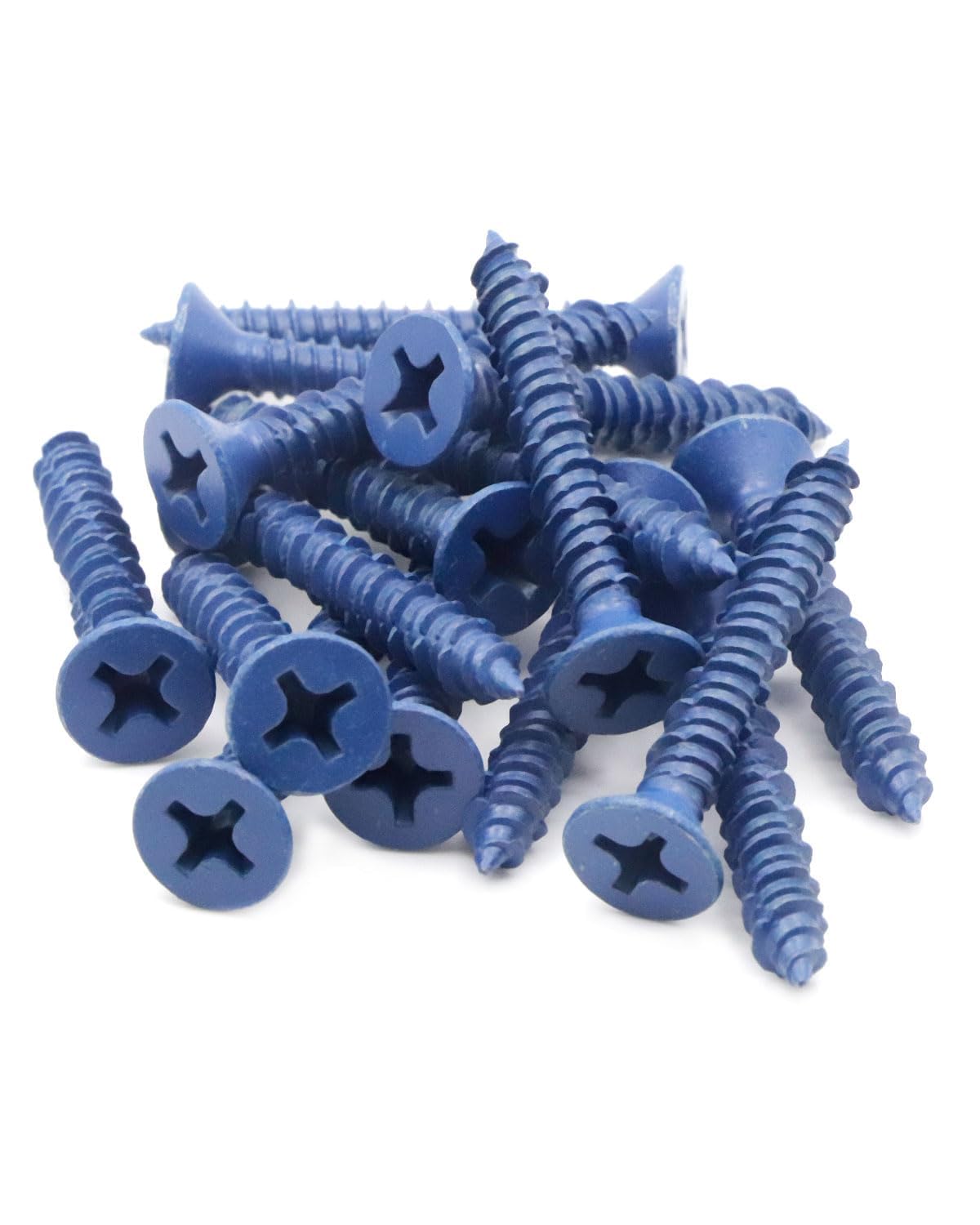 1/4" x 2-1/4" Blue Concrete Screws, 25 PCS Flat Head Masonry Anchors with High-Low Thread, Heavy-Duty Blue Coating Fasteners for Brick, Block and Stucco - image 6