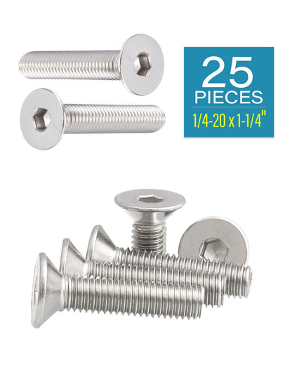 IMScrews 1/4-20 x 1-1/4" 304 Stainless Steel Flat Allen Head Machine Screws, Pack of 25 - image 2