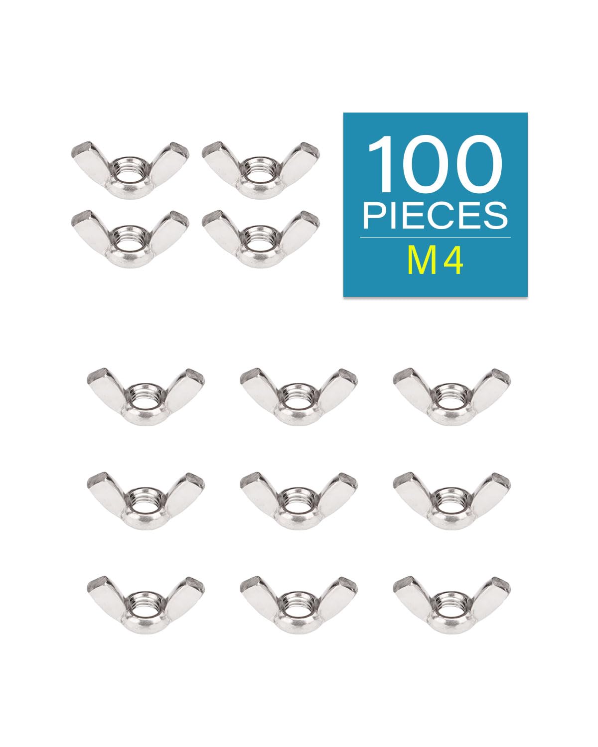 M4-0.7 Wing Nuts - IMScrews 304 Stainless Steel Wing Nuts - Durable Hardware for Home Maintenance and Professional Engineering Pack of 100 - image 2