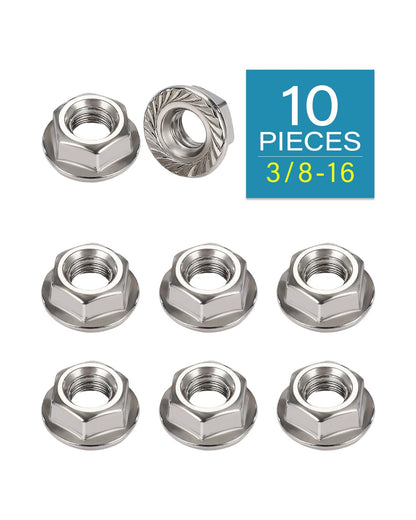 3/8-16 Flange Nuts - IMScrews 304 Stainless Steel Flange Nuts - Resilient Fasteners for Home Maintenance and Professional Projects Pack of 10 - image 2