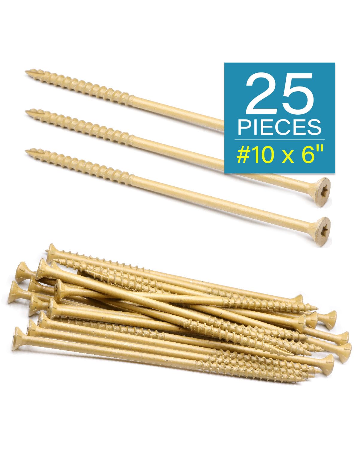IMScrews 6 Inch Exterior Deck Screws, #10 x 6 Inch Torx (Star) Drive Long Flat Head Wood Screws for Outdoor Timber, Logs, and Landscaping Wood - Rust-Resistant Decking Screws - Tan, Pack of 25 - image 2