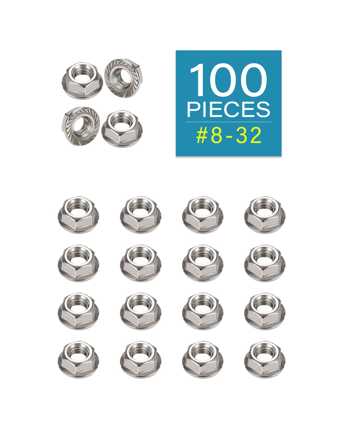 #8-32 Flange Nuts - IMScrews 304 Stainless Steel Flange Nuts - Resilient Fasteners for Home Maintenance and Professional Projects Pack of 100 - image 2