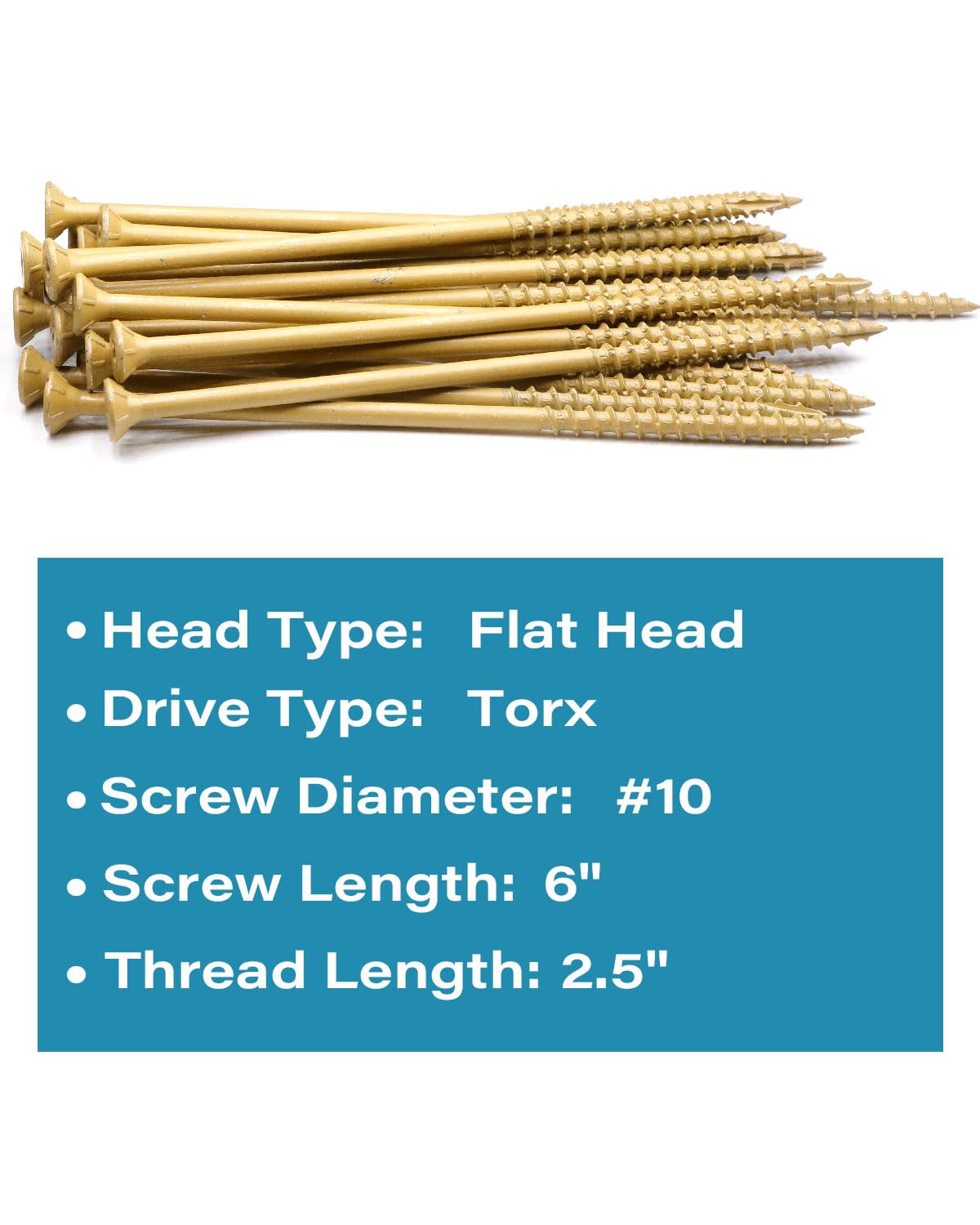 IMScrews 6 Inch Exterior Deck Screws, #10 x 6 Inch Torx (Star) Drive Long Flat Head Wood Screws for Outdoor Timber, Logs, and Landscaping Wood - Rust-Resistant Decking Screws - Tan, Pack of 75 - image 3