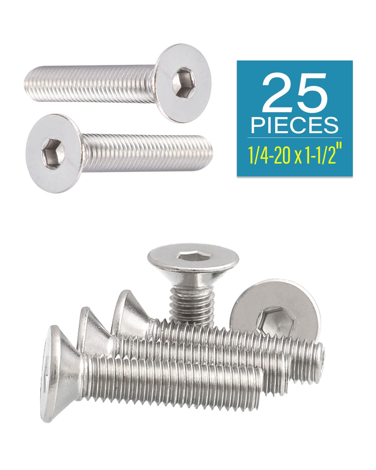 IMScrews 1/4-20 x 1-1/2" 304 Stainless Steel Flat Allen Head Machine Screws, Pack of 25 - image 2