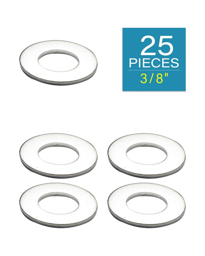 IMScrews 3/8 Inch SAE Flat Washers - Pack of 25 - Premium 304 Stainless Steel Washers for Secure Fastening - image 2