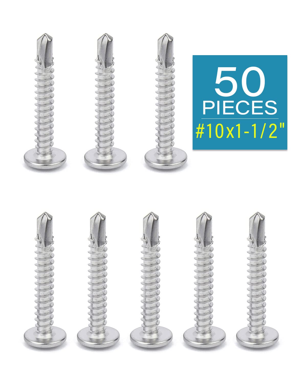 IMScrews Truss Washer Head Self Tapping Screws, 410 Stainless Steel #10 x 1-1/2" Sheet Metal Screws, Pack of 50 - image 2