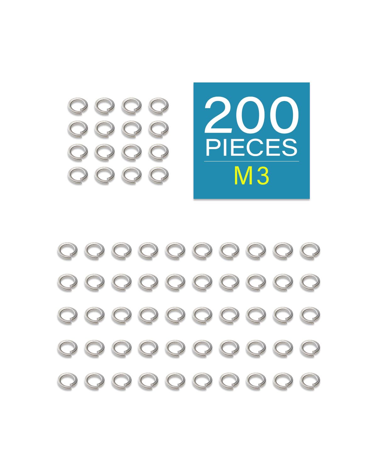 IMSCREWS M3 Spring Lock Washers 200 Pcs, 304 Stainless Steel GB93 Metric Split Washers, OD 5.0mm ID 3.2mm, Burr-Free Fasteners for Electronics Assembly - image 2