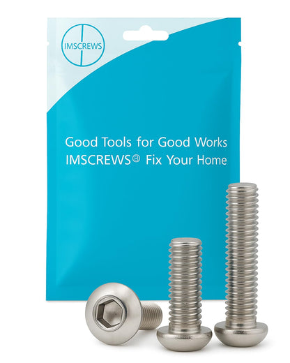 IMScrews 1/4"-20 x 2" Button Head Socket Cap Screws, 304 Stainless Steel, Hex Allen Drive, 25-Pack